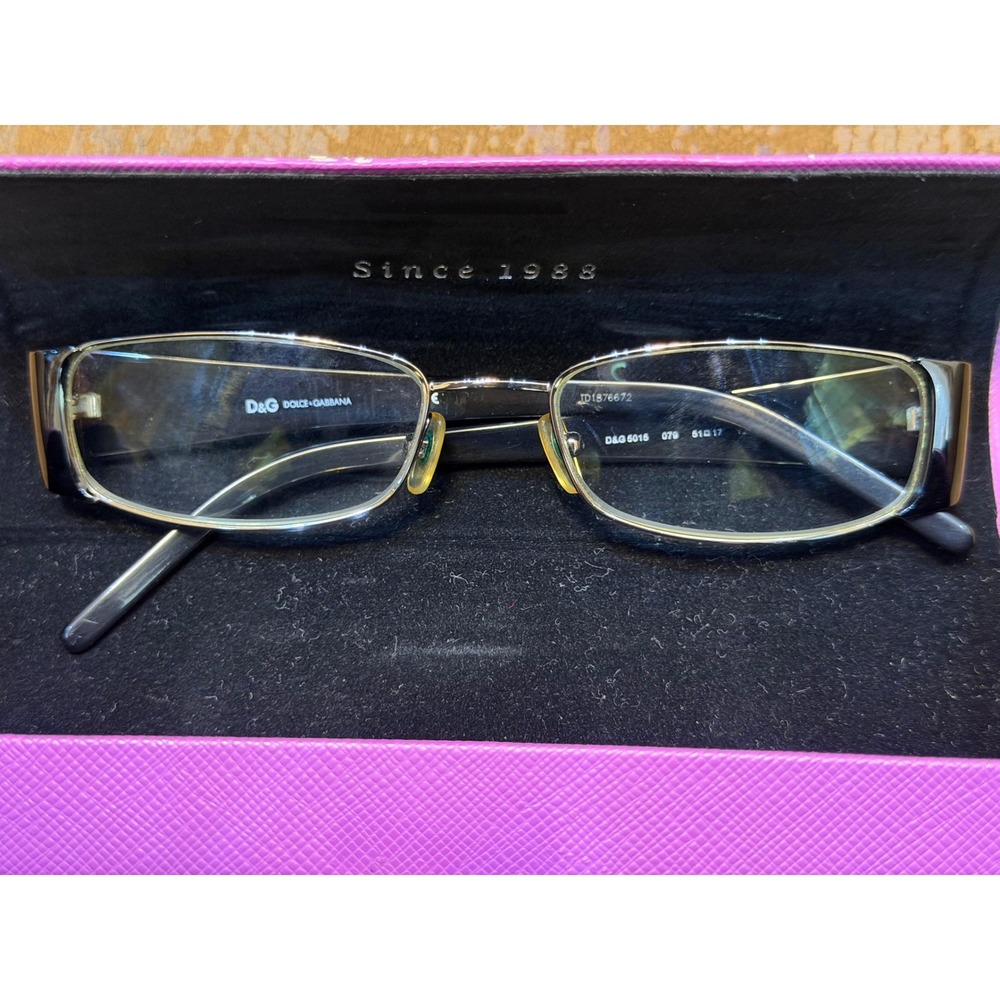 Dolce & Gabbana D&G 6015 079 Silver Black Rectangular Eyeglass Frames only 51-17